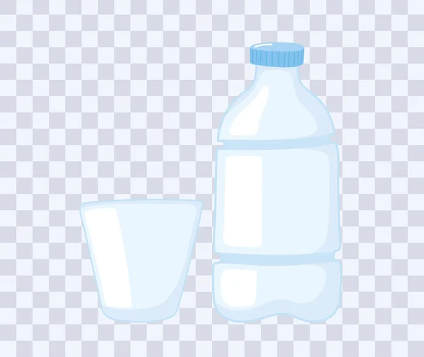 塑料或玻璃杯瓶模型，一次性瓶子和杯子 — 图库矢量图片
