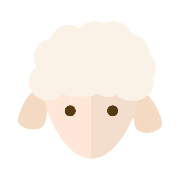 かわいい羊の頭の動物漫画フラットアイコンスタイル — ストックベクタ