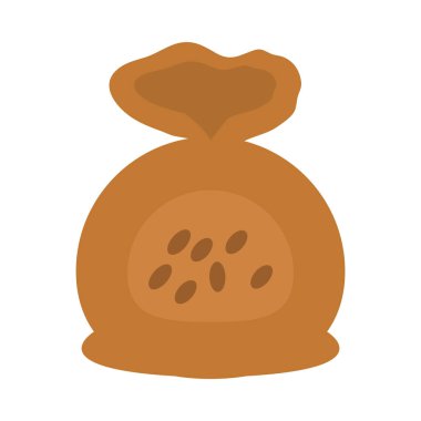 Tohumlu çuval tarım ekipmanı çiftlik karikatürü düz ikon tarzı