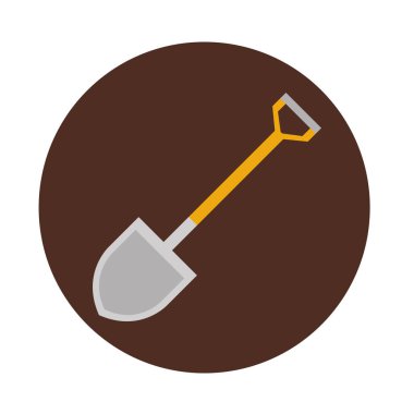 Kürek tarımsal ekipman çiftliği karikatür bloğu ve düz simge