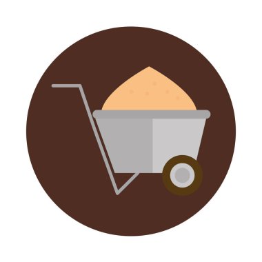 El arabası toprak tarım ekipmanı tarım ekipmanları çizgi film bloğu ve düz simge