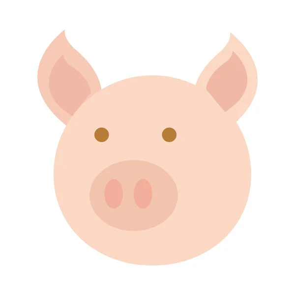 Landbouw boerderij varken dier hoofd cartoon platte pictogram stijl — Stockvector