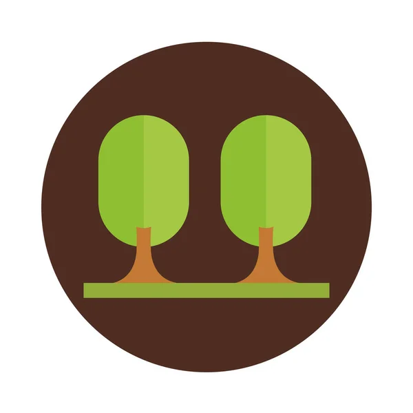Agricultura e agricultura árvores florestais grama bloco de desenhos animados e ícone plana — Vetor de Stock