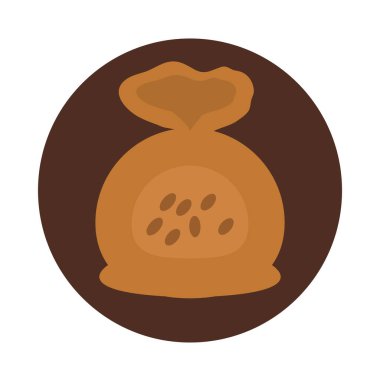 Tohumlu çuval tarım ekipmanı tarım ekipmanı çizgi film bloğu ve düz simge