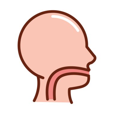 İnsan vücudu ağız boşluğu yemek borusu anatomi organ sağlığı hattı ve ikonu doldur