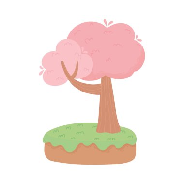 karikatür ağacı zemin doğa izole beyaz arkaplan tasarımı