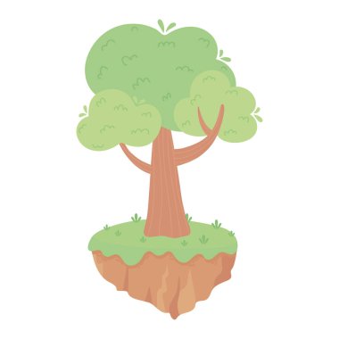 karikatür ağacı zemin doğa izole beyaz arkaplan tasarımı