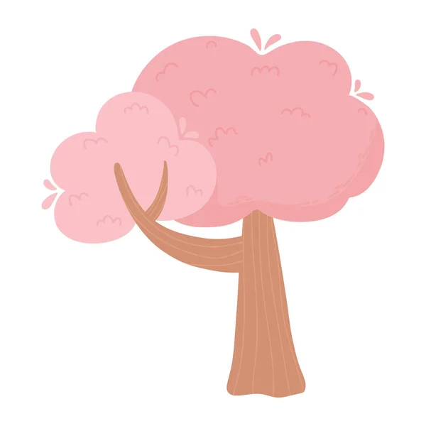 Árvore rosa planta natureza desenho animado isolado fundo branco design — Vetor de Stock