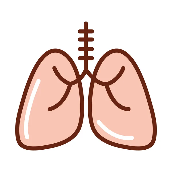 人体肺呼吸器解剖学臓器の健康線と記入アイコン — ストックベクタ