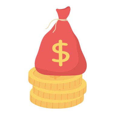 Bozuk para yığınına para yükleme izole edilmiş simge beyaz arka plan