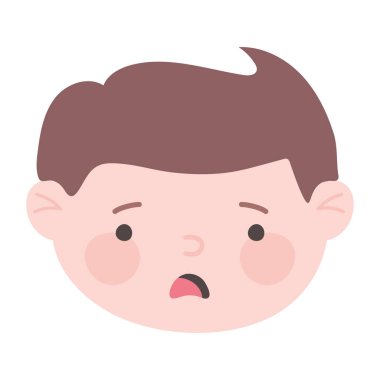 üzgün adam çizgi film ifadesi izole edilmiş simge beyaz arkaplan