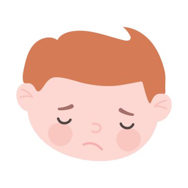 üzgün adam çizgi film karakteri ifadesi izole edilmiş beyaz arkaplan