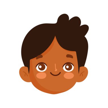 Çizgi film karakteri çocuk gülümseyen yüz ifadesi izole edilmiş simge