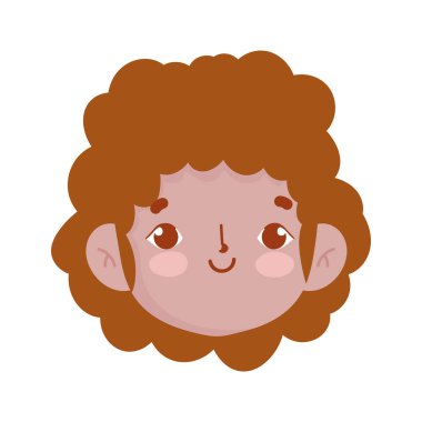 Çizgi film karakteri çocuk gülümseyen yüz ifadesi izole edilmiş simge