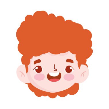 Çizgi film karakteri çocuk gülümseyen yüz ifadesi izole edilmiş simge