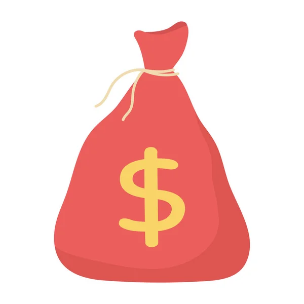 Red money bag currency isolated icon white background — Stock Vector