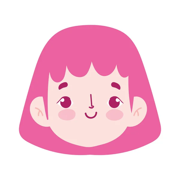 Caricatura cara chica carácter femenino aislado icono — Vector de stock