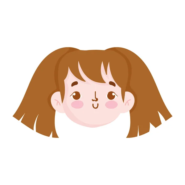 Cartoon face girl female character isolated icon — Stock Vector