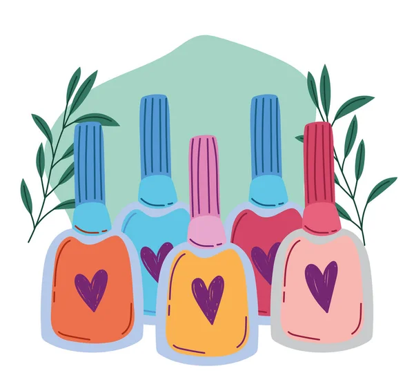 Makeup cosmetics product fashion beauty multicolor nail polish manicure — Stock Vector