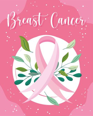 Göğüs kanseri farkındalığı ayı kurdelesi dekorasyon kartı tasarımını terk etti