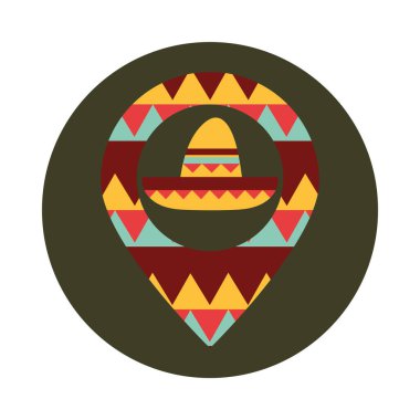 Meksika şapka navigasyon işaretleyici konum bloğu ve düz simge