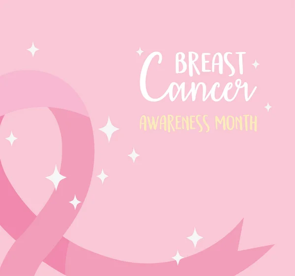 Brustkrebs Bewusstsein Monat Band rosa Hintergrund Vektor-Design — Stockvektor