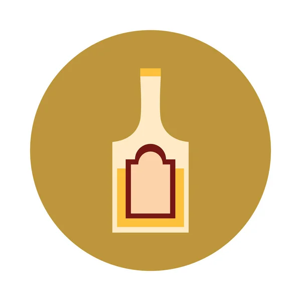 Бутылка текилы питьевой алкоголь блок и плоская икона — стоковый вектор