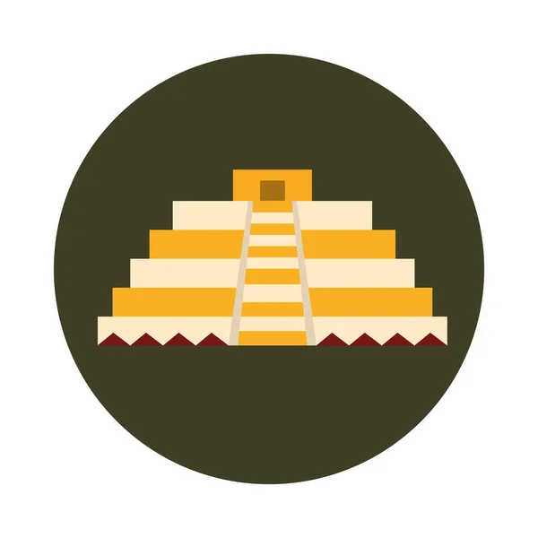 Meksykańska piramida antyczna kultura ludowa tradycyjny blok i płaska ikona — Wektor stockowy