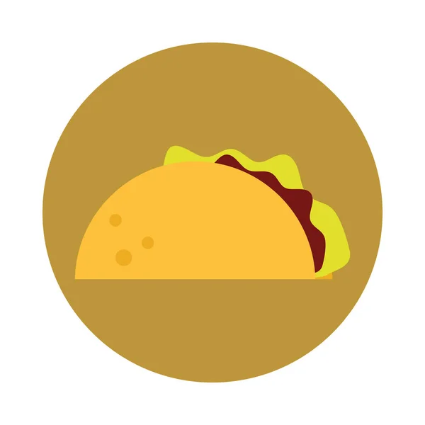 Meksykańskie jedzenie taco menu blok kreskówek i płaska ikona — Wektor stockowy