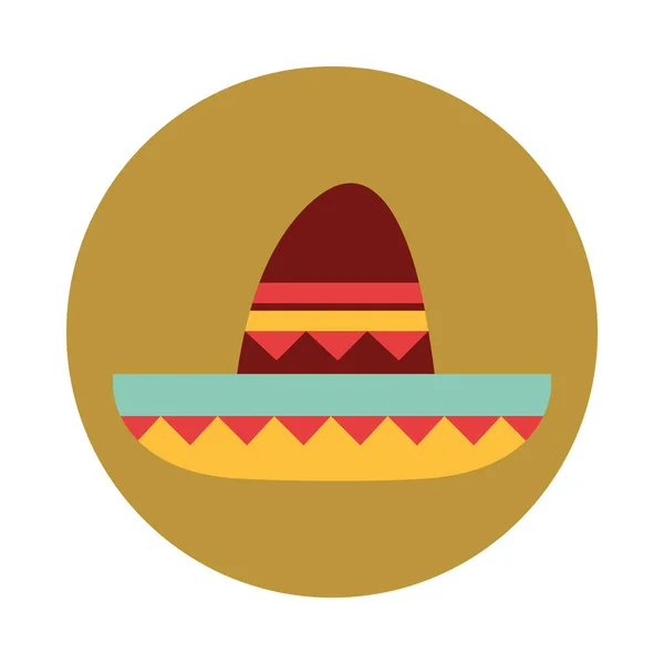 Meksykańskie sombrero ubrania ludowa kultura tradycyjny blok i płaska ikona — Wektor stockowy