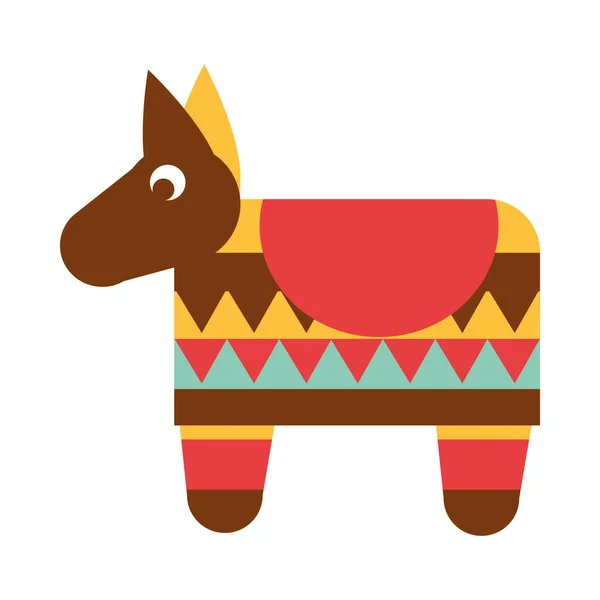 Mexicaanse ezel pinata viering feestelijke decoratie traditionele platte pictogram — Stockvector