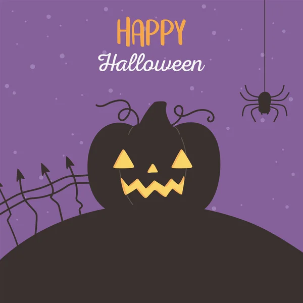 Feliz halloween, calabaza de miedo y araña truco o fiesta de convite — Archivo Imágenes Vectoriales