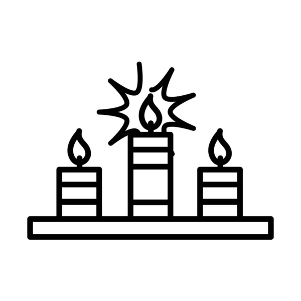 Happy diwali india festival, oslavy svíčky plamen deepavali náboženství event line styl ikona vektor — Stockový vektor