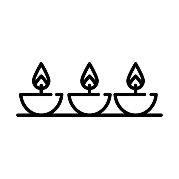 Счастливый индийский фестиваль дивали, зажжение свечей diya светильники празднование, deepavali религия события икона стиль вектор — стоковый вектор