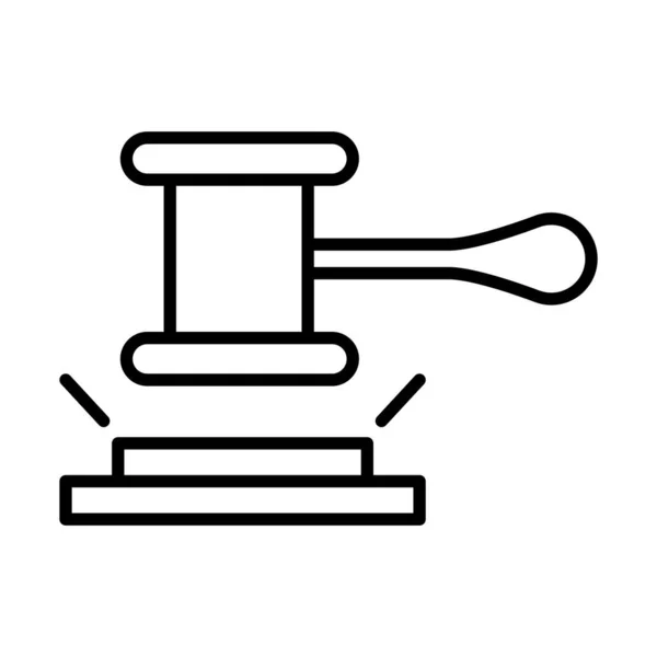 Hammer justice law human rights day, line icon design — Stock Vector