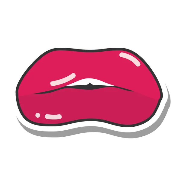 ポップアートの口唇赤いパフィーの唇線アイコン — ストックベクタ