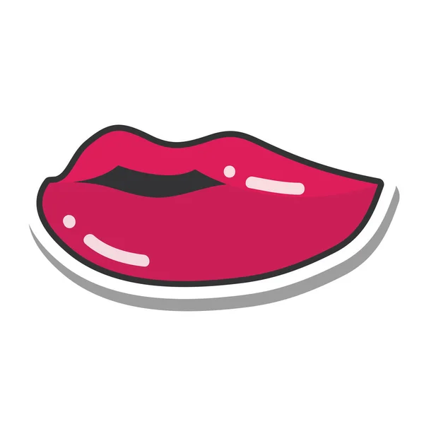 Boca de arte pop e lábios bela linha e ícone de preenchimento — Vetor de Stock