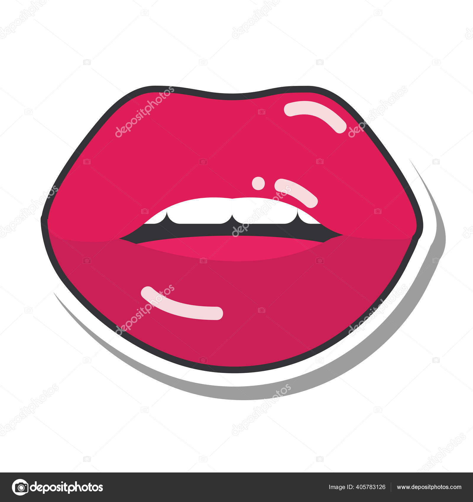Поп-Арт Рот И Губы, Красные Поцелуи Сексуальные Губы Девушки.