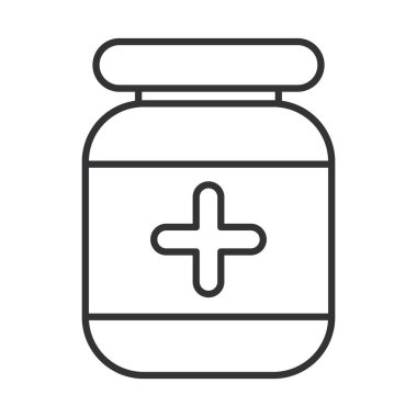 ilaç şişesi reçeteli eczane, doğrusal simge tasarımı