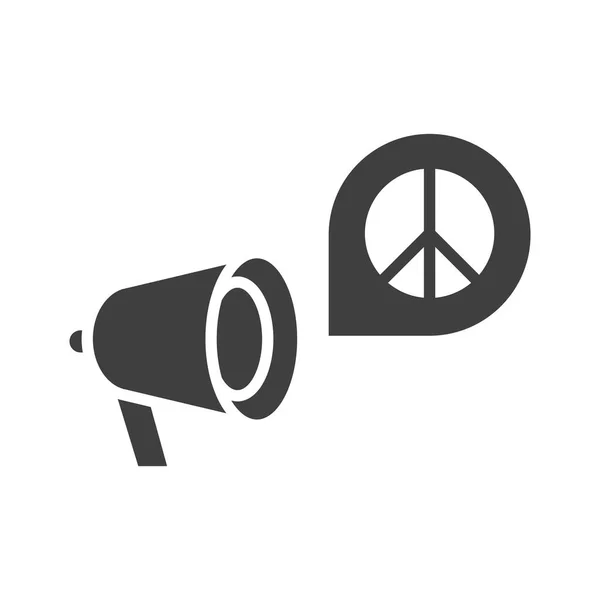 Megaphone peace announcement, human rights day, silhouette icon design — Stock Vector