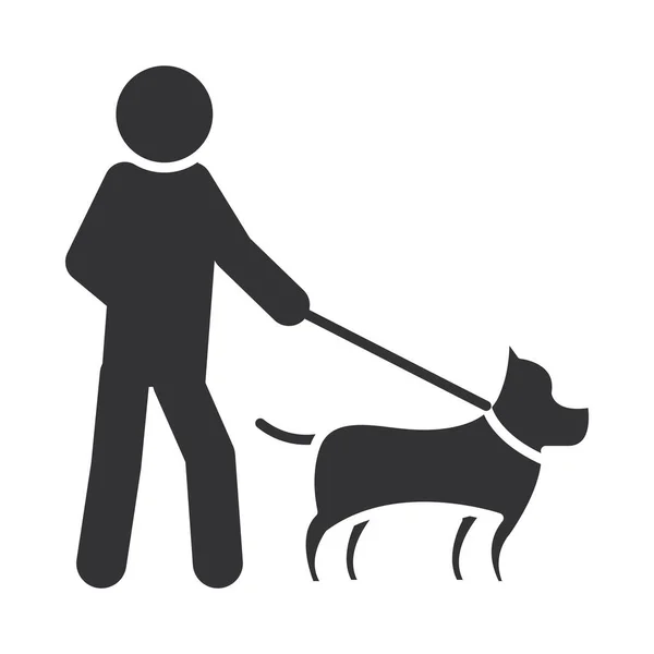 Blinde persoon wandelen met hond, wereld invaliditeit dag, silhouet pictogram ontwerp — Stockvector