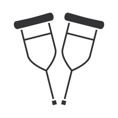 Tıbbi koltuk değnekleri, dünya maluliyet günü, siluet simgesi tasarımı