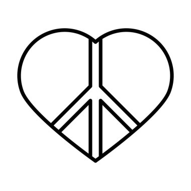 Kalbinde barış sembolü İnsan Hakları Günü, çizgi ikonu tasarımı