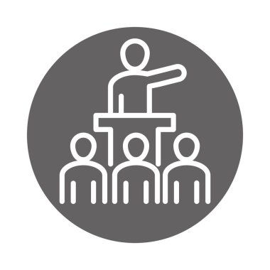 Liderlik ekibi toplantısı, iş ortaklığı çalışma alanı, blok ve satır simgesi