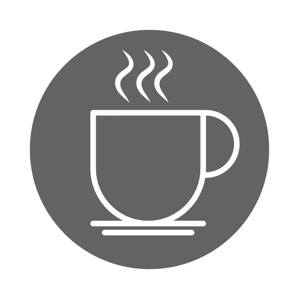 Heiße Kaffeetasse Aroma-Getränk, Block und Linie Symbol — Stockvektor