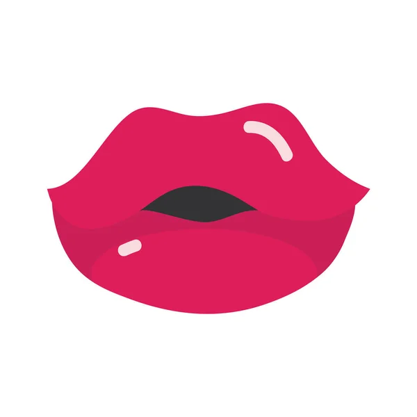 Patlak ağız ve dudaklar, kadınların dudakları çizgi filmi öpüyor, düz ikon tasarımı — Stok Vektör