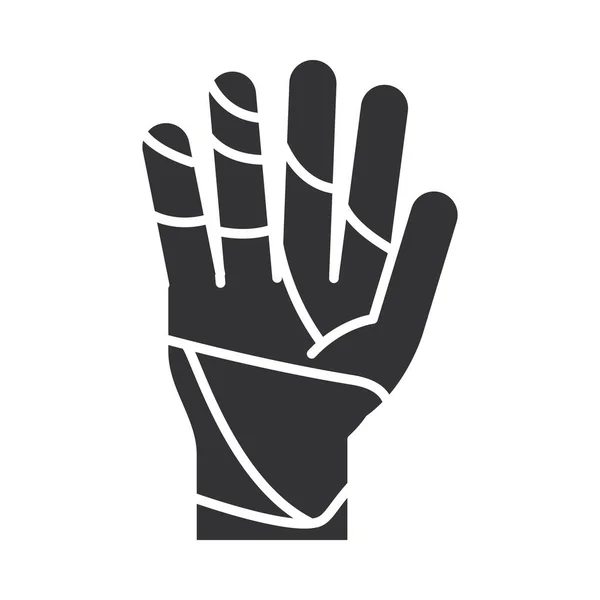 Mão enfaixada, dia mundial da deficiência, projeto do ícone da silhueta — Vetor de Stock