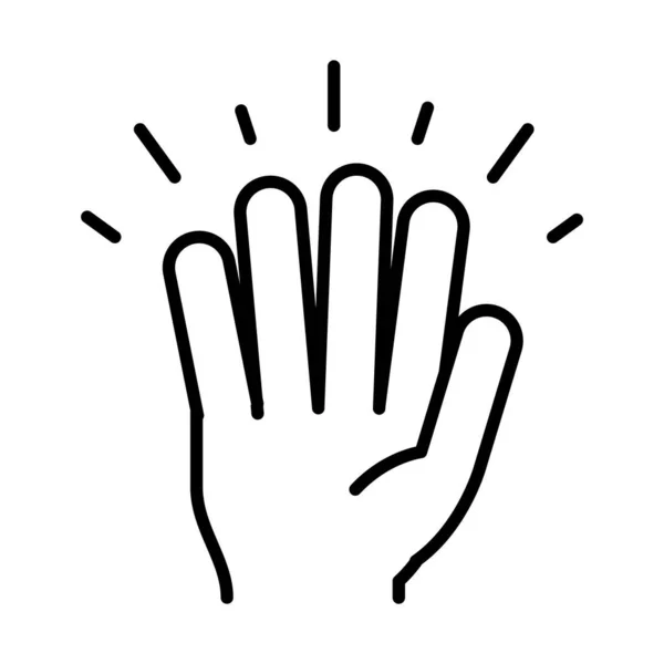 Рука показывает пять пальцев, рисунок линии иконки — стоковый вектор