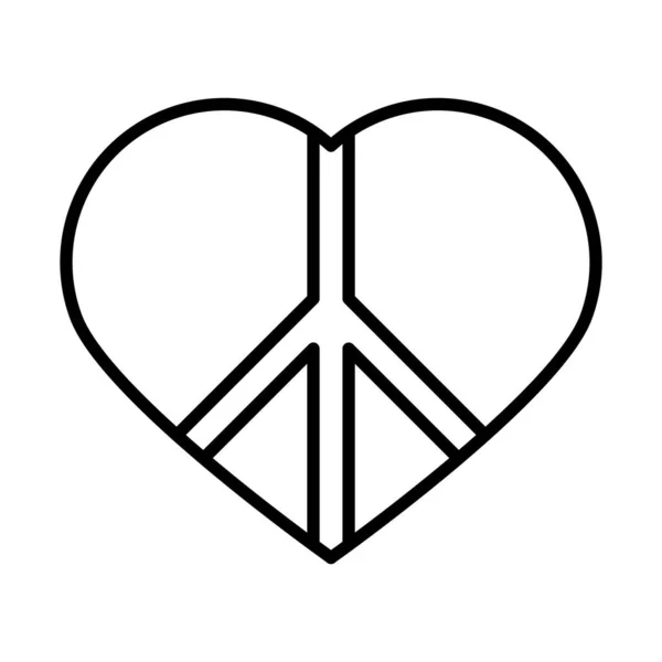 Symbole de paix dans le cœur amour jour des droits de l'homme, conception icône ligne — Image vectorielle