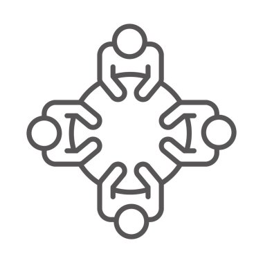 birlikte çalışan insanlar, ofis iş yeri çalışma alanı, çizgi simgesi tasarımı